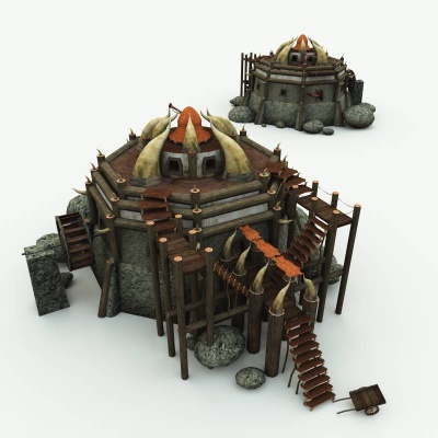 Orc Village Watermill 3D Building